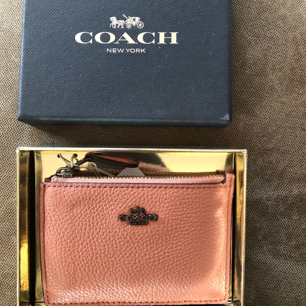 NWT Coach Mini Skinny ID Case, pink/dusty rose